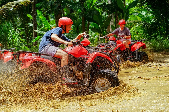 ATV Quad Bike Bali with Waterfall Gorilla Cave and Lunch - Trail time: rice paddies, jungle edges, river crossings, and bumps