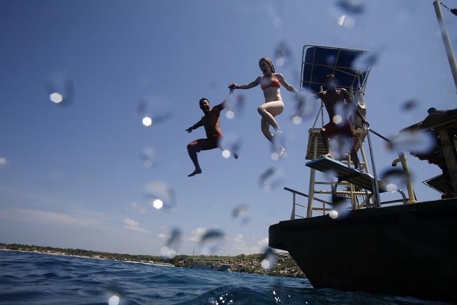Bali Hai - Reef Cruise - The pontoon day zone: banana boat rides, snorkel setup, and the 35m slide