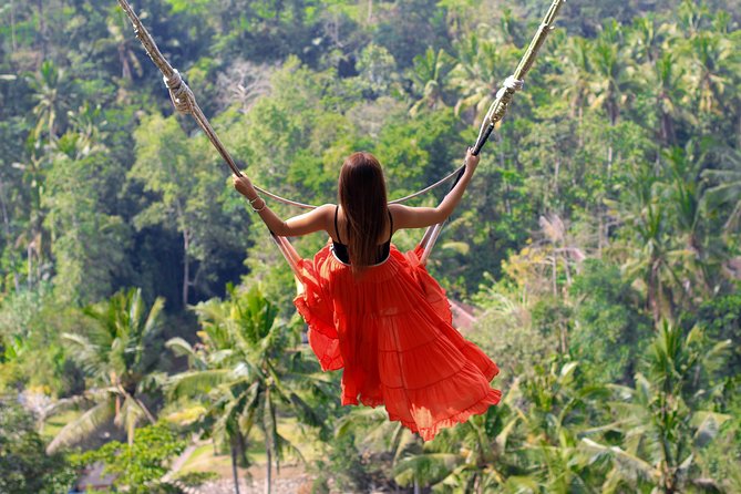 Jungle Swing - Volcano - Water Temple - Monkey Forest and Waterfall Tour - Stop 1: Tegenungan Waterfall—jungle feel, crowds, and wet shoes