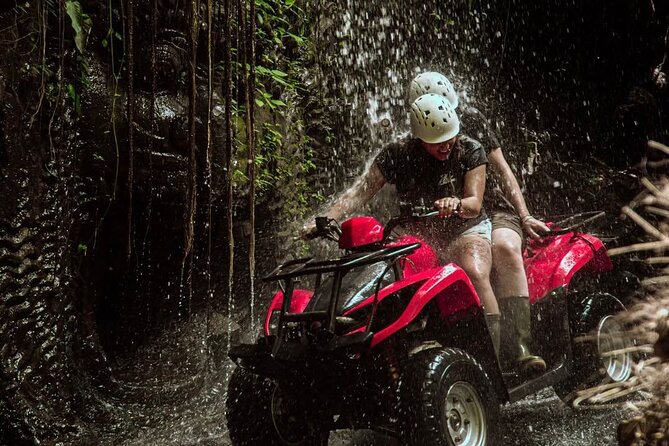 Ubud Bali ATV Quad Bike Legong Temple cave with Lunch and Pool - ATV route in Ubud area: mud, rice fields, river crossings, and cave stops