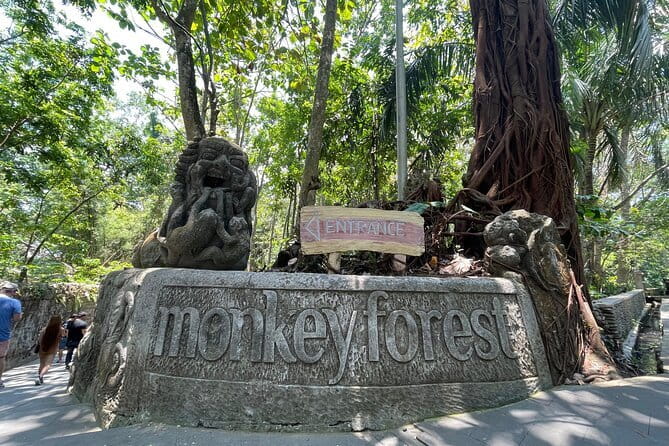 Ubud Monkey Forest Rice Terrace Temple Waterfall Private Tour - Tegenungan Waterfall: pretty, 15m tall, and about 90 steps of work